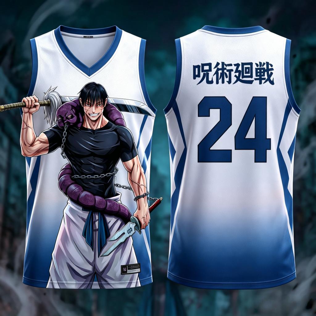 Jujutsu Kaisen Toji Fushiguro No.24 Basketball Jersey Sleeveless Tank Top Breathable Streetwear Workout Singlet Unisex T-shirt