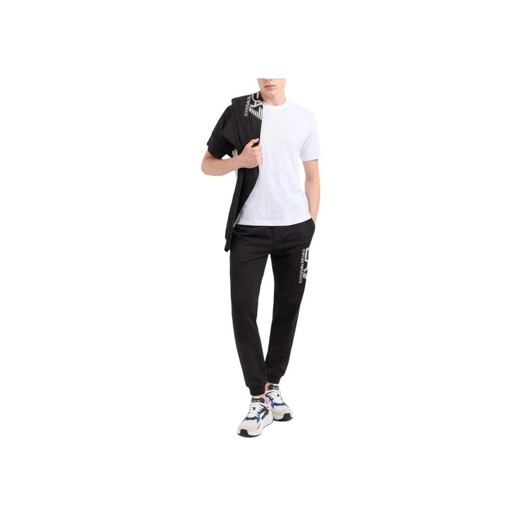 Emporio Armani EA7 SS24 T-shirt da uomo a maniche corte con girocollo e stampa logo Colore Bianco Crema 6DPT81-PJVPZ-1100