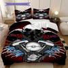 Vintage Motorcycle Spirit Three-piece set (1 * duvet cover + 2 * pillowcase, without core) 2D Flat Christmas birthday gift Duvet cover and pillowcase