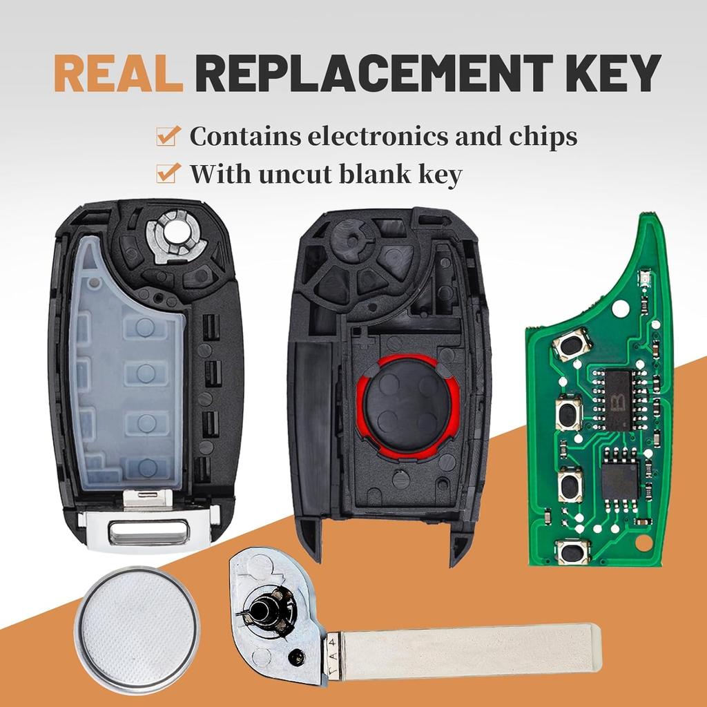 Keyecu Flip Remote Key Fob for Kia Optima 2016 2017 2018   Car Key Replacement FCC ID: SY5JFRGE04 P/N:95430-D4010 433MHz 4 Buttons