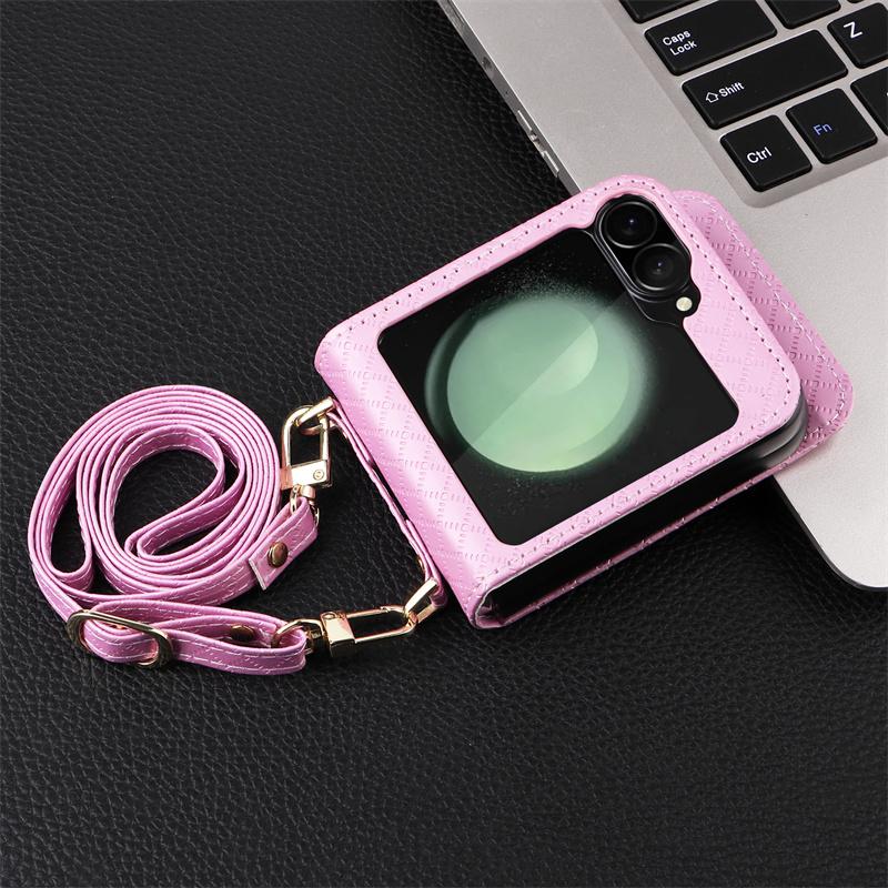 Elmas dokulu cüzdan, telefon kartı kılıfı ve Galaxy Z flip6 flip 5 flip 5 flip 4 flip 3 için kart yuvalı iş deri kılıf.