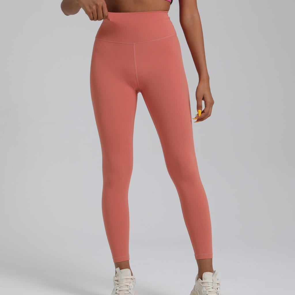 European & American Soft Elastic Yoga Leggings - Solid Color Nude Feel, Plus Size, Peach Butt Line