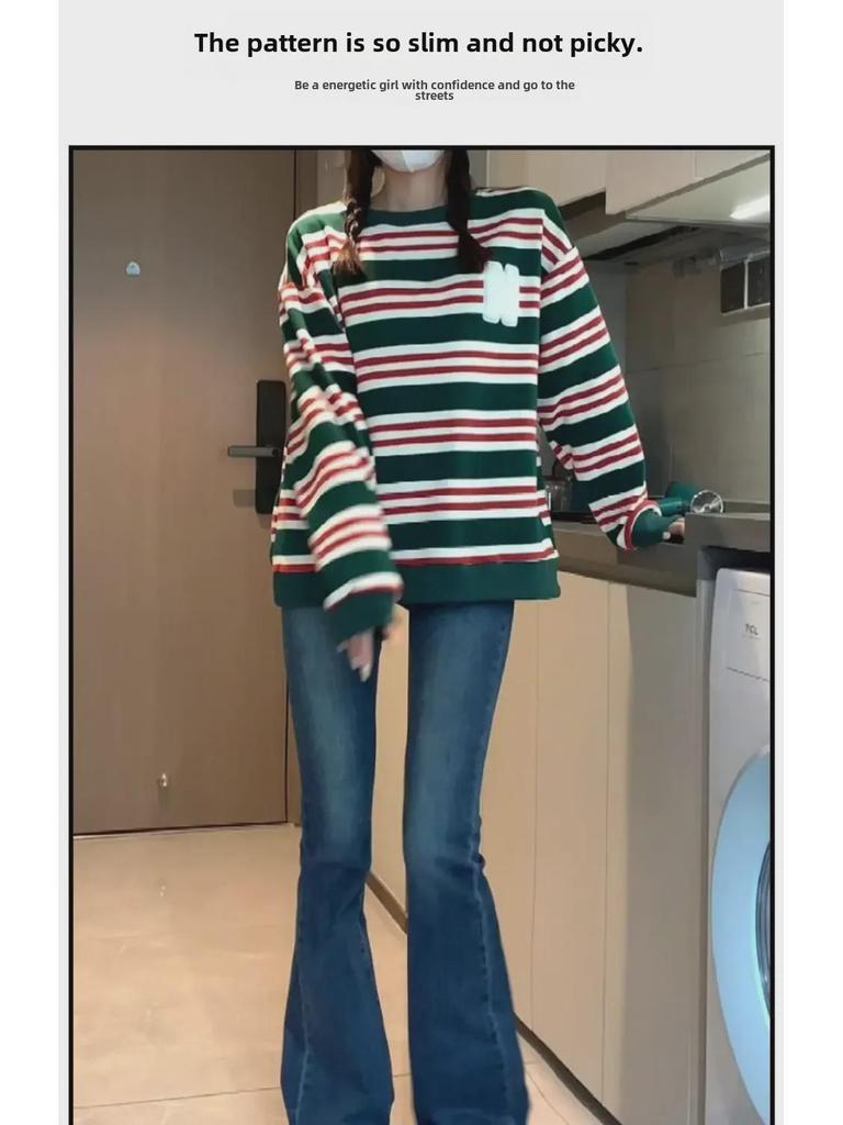 Damen-Schlagjeans mit hoher Taille – elastisch, schmale Passform, perfekt für große und dünne Frauen, Frühlings- und Herbst-Styles