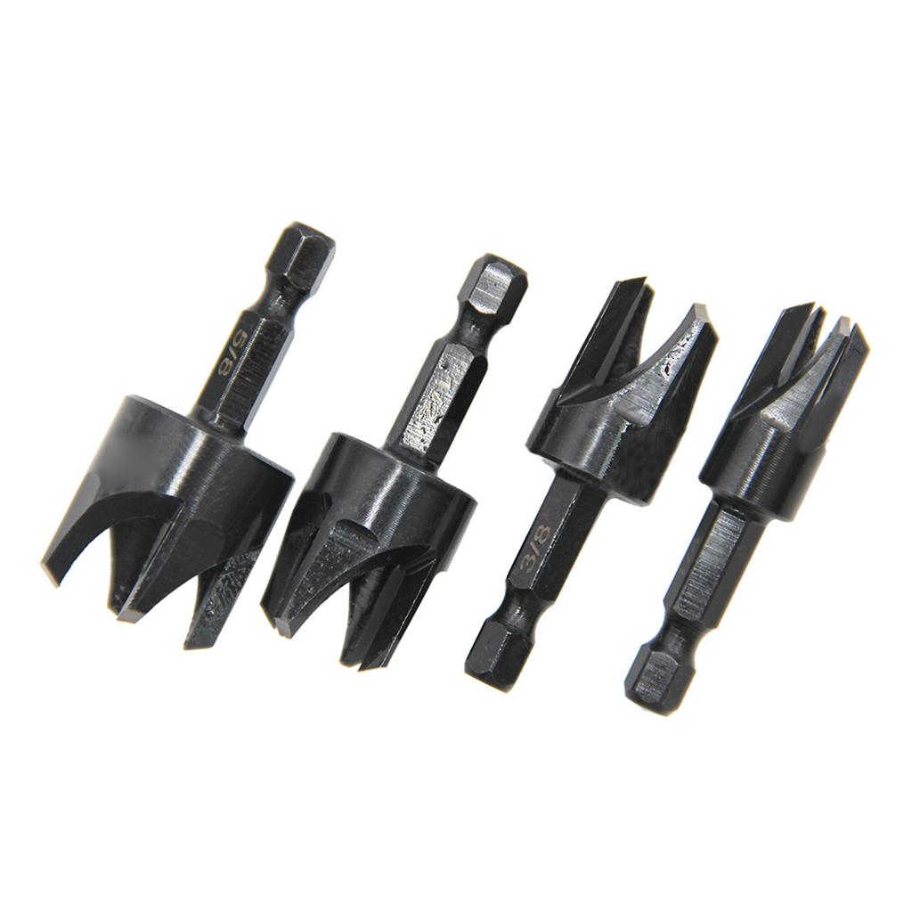 4Pieces Inch Hexagonal Shank Carbon Steel Hex Countersink Set for Wood Metal Quick Change Drill Bit Extraction Tool
