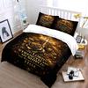 Golden Cross and Psalm Print Set Bedding Duvet Cover Set Duvet Cover Pillowcases (1 * Duvet Cover 2 * Pillowcases, without duvet insert)