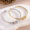 Htpwe Métal Cuivre Taille Fine Incrusté Zirconium Bracelet Ouvert Or 18k Couple Cadeau de Vacances Bracelet Fête Quotidien Zircon