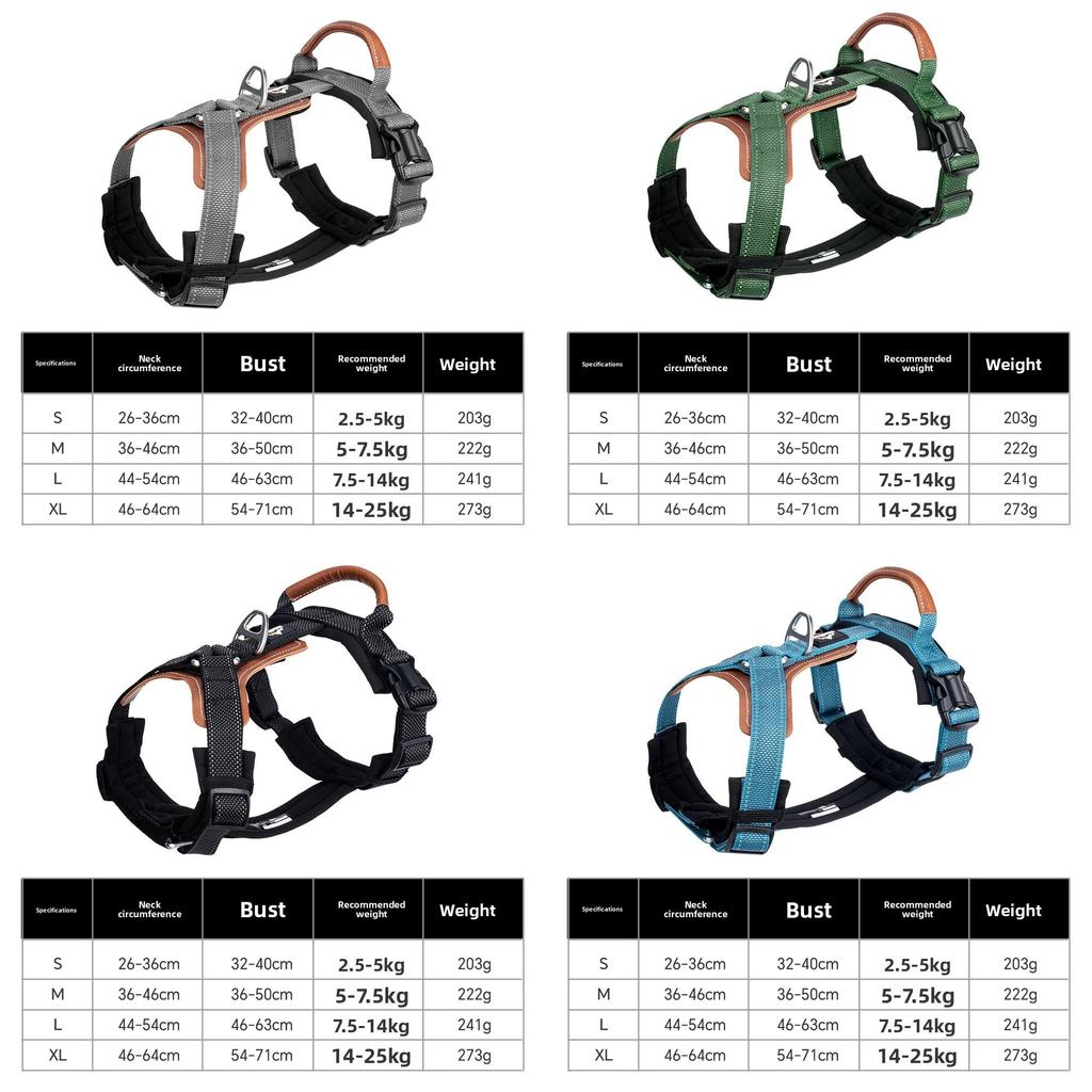 Pet Harness With Reinforced Leather Back Support No Resist Durable For Active Dogs
