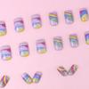Multi-Color Abstract Striped Square Nails – European & American Style Hand-Painted Fake Nails