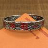 Vintage Hammered Tone Cuff Bracelet With Taoist Symbol Design Bold Retro Unisex Arm Band Men Women