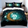 "Moon Flower Decorative Set" Bedding Set with 1 Duvet Cover 2 Pillowcases Single Double King Queen, Gift