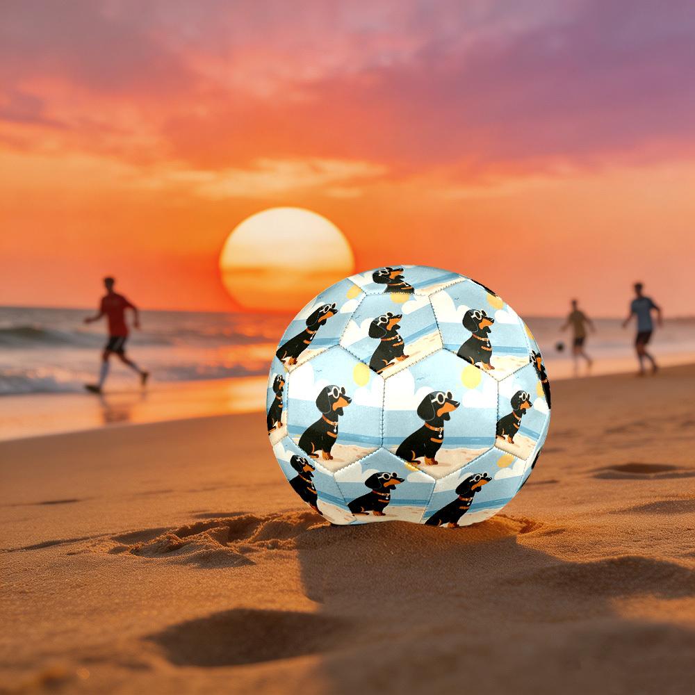 1pc Beach Dog Relaxation Theme Soccer Ball Football, Size 5, Lightweight PVC, Outdoor Training Soccer Ball,Gift j61431 Size 5