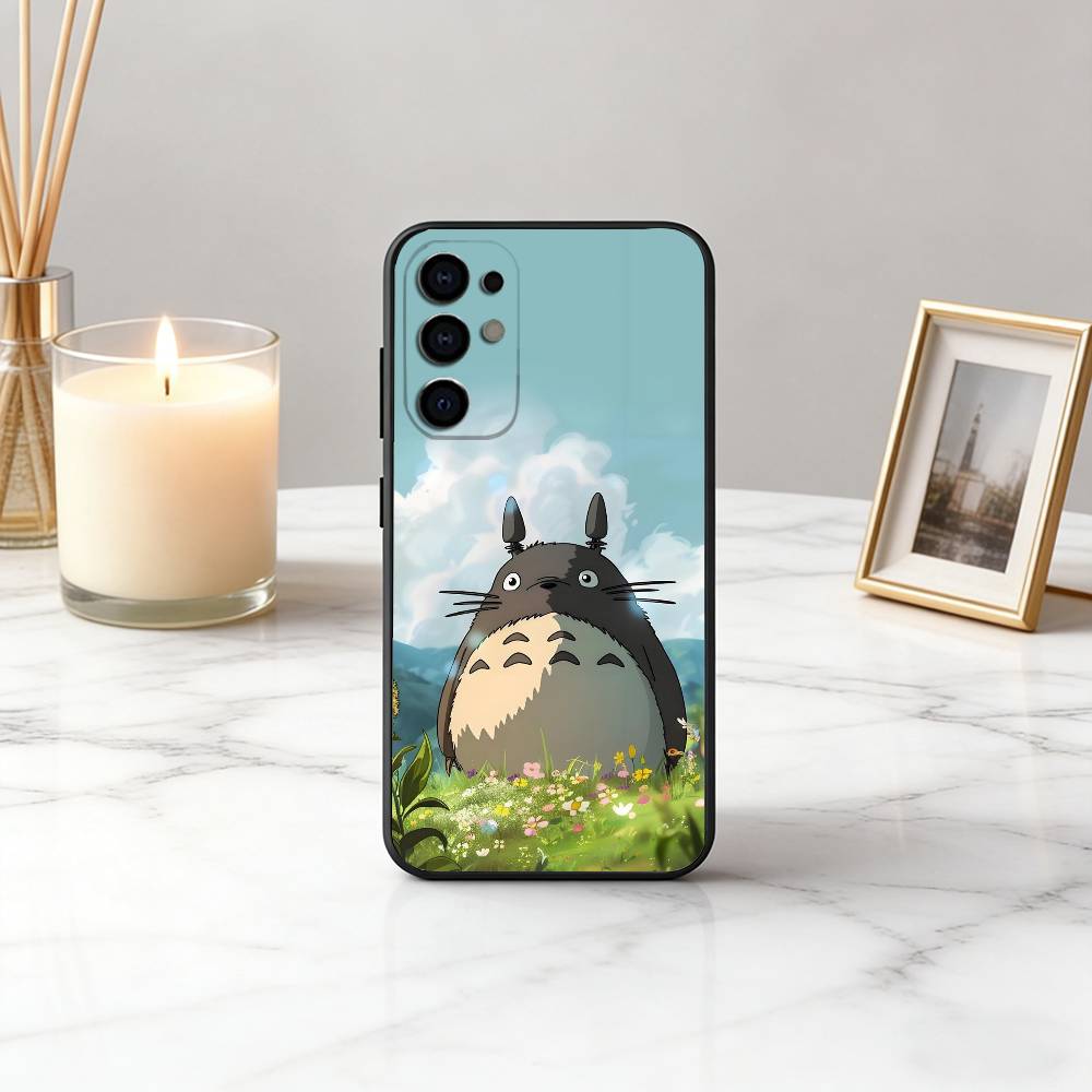 Cute Fat Cat T-Totoro-ct Phone Case For Samsung S25,S24,S21,S22,S23,S30,Ultra,S20,Plus,Fe,Lite,Note,10,Black Cover