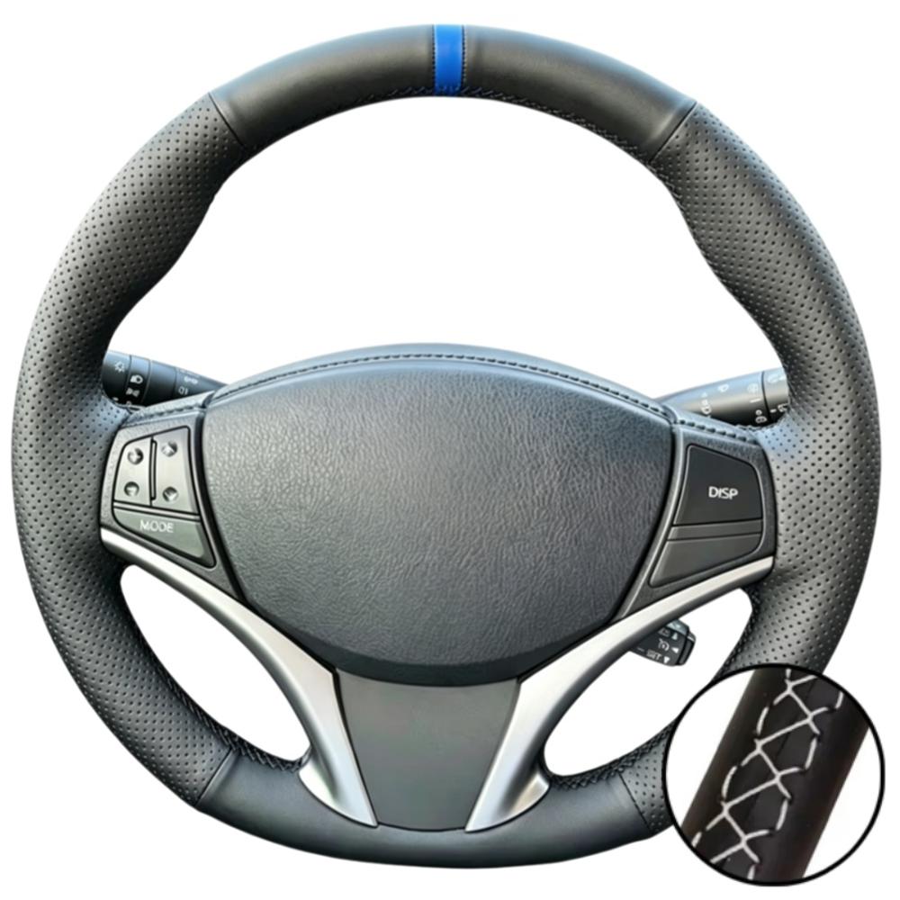 Hand Stitched Wear Resistant Perforated Non-slip Artificial Leather 2014-2016 Steering Wheel Cover For Toyota Yaris Vios