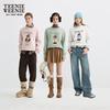 Teenie Weenie Bear Women's Colorblock Embroidered Round Neck Sweatshirt