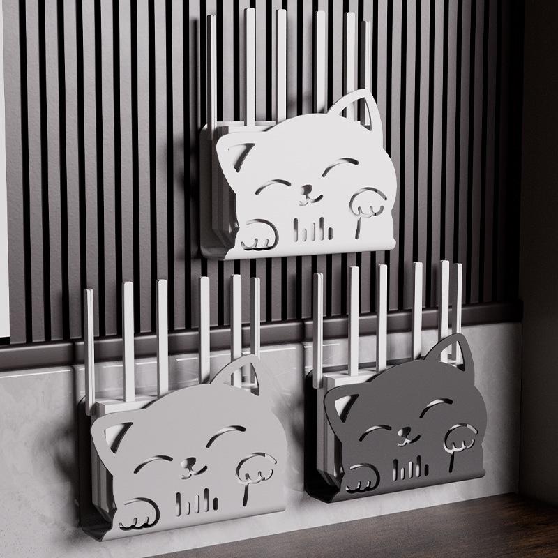 Raft de Depozitare Montat pe Perete pentru Router WiFi și Set-Top Box cu Gestionare Cabluri