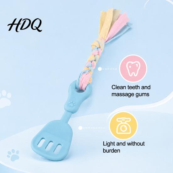 Indestructible Dog Tug Toys Spatula Shaped Chew Toy with Braided Fabric Rope Interactive Puppy Teething Durable Chewing Toy Pet Molar for