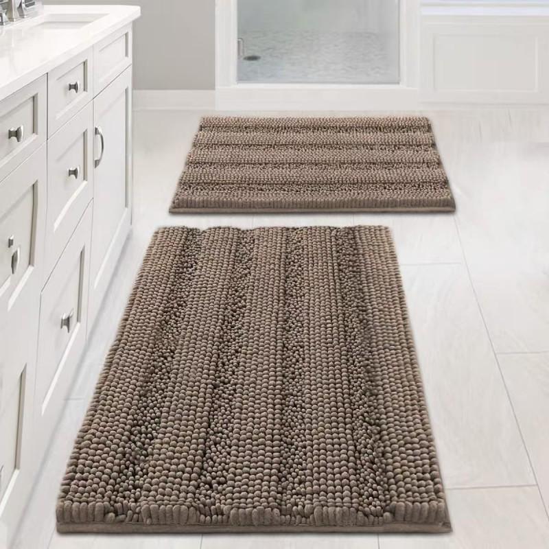 Thick Solid Chenille Bath Mat Non-Slip Absorbent Floor Rug Entryway Bathroom Kitchen Living Room