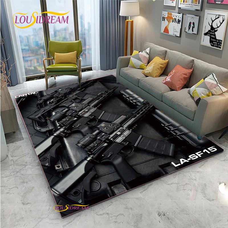 3D Geweer Pistool Revolver Wapen Cartoon Gebiedskleed, Tapijt Kleed voor Woonkamer Slaapkamer, Kind Keuken Deurmat Badkamer Antislip Vloermat