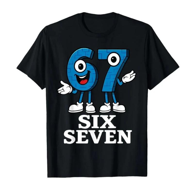 67 Six Seven Funny Italian Brainrot Gaming Meme T-shirt Men Women Oversized Y2k Short Sleeve Street Hip Hop Streetwear Clothing