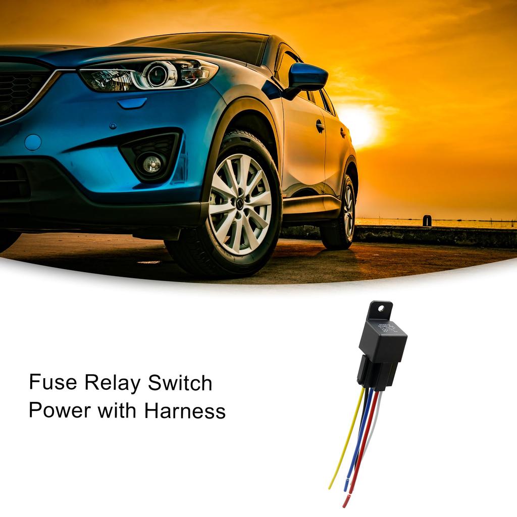 ACROPIX Car Motor Fuse Relay Switch with Harness Power Universal JD-2912 5 Pin DC 48V 40A Black 1 Pcs