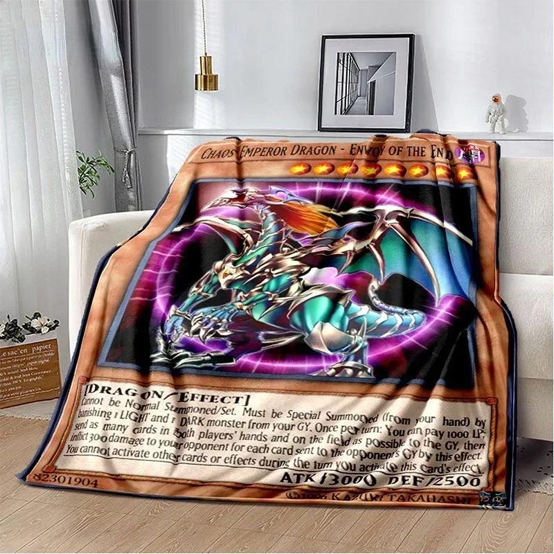 Anime Yu Gi Oh Card Throw Blanket Blue Eyes White Dragon Anime Cartoon Soft Plush Blanket Bedroom Bedspread Home Decor