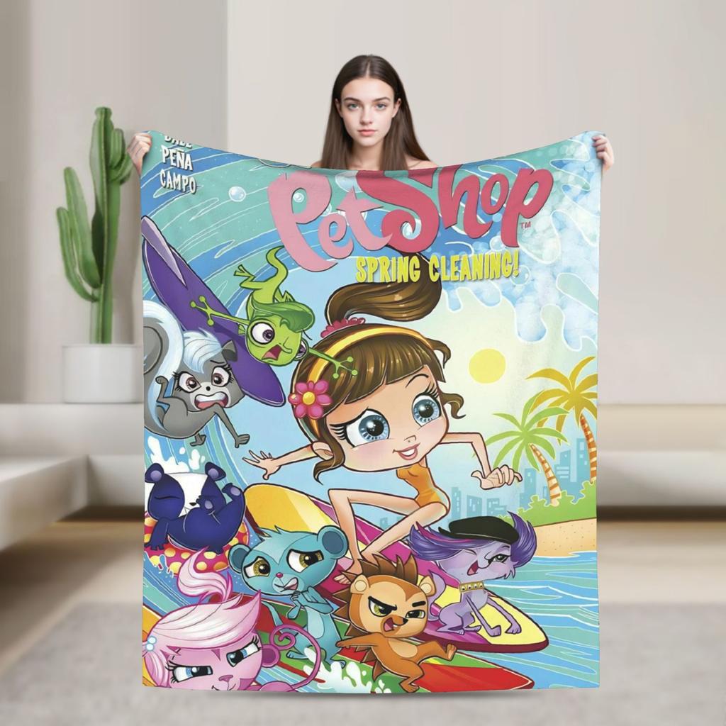 Warm Soft Blanket Camping Littlest Pet Shop Throw Blanket  Flannel Bedspread For Outdoor Novelty Sofa Bed Cover