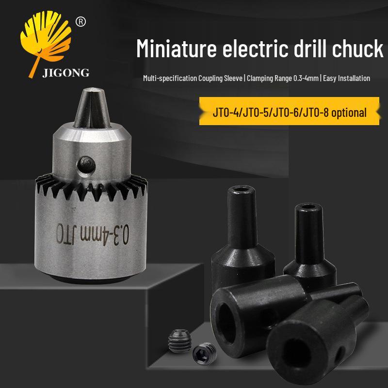 Miniature Electric Drill Chuck JT0: 0.3-4 Sleeve with Optional Shaft Hole Diameters of 4/5/6/8