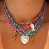 Szykowne żywiczne wielokolorowe koraliki na łańcuszku do naszyjników DIY Biała muszla Serce ryby Stalowa ość ryby Rak Urocze zawieszki Choker Biżuteria Boho