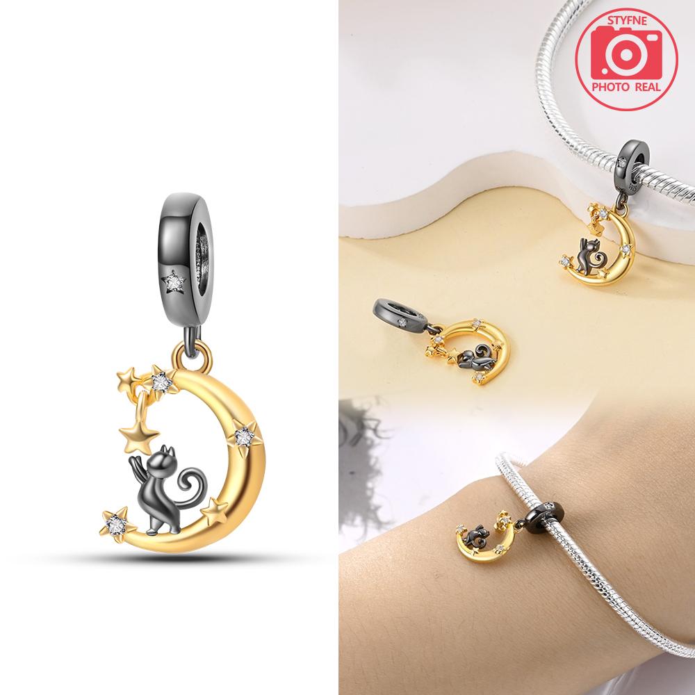 Copper Colour Star & Moon Couple Charms Fit Charms Copper Colour Original Bracelet For Jewelry Making