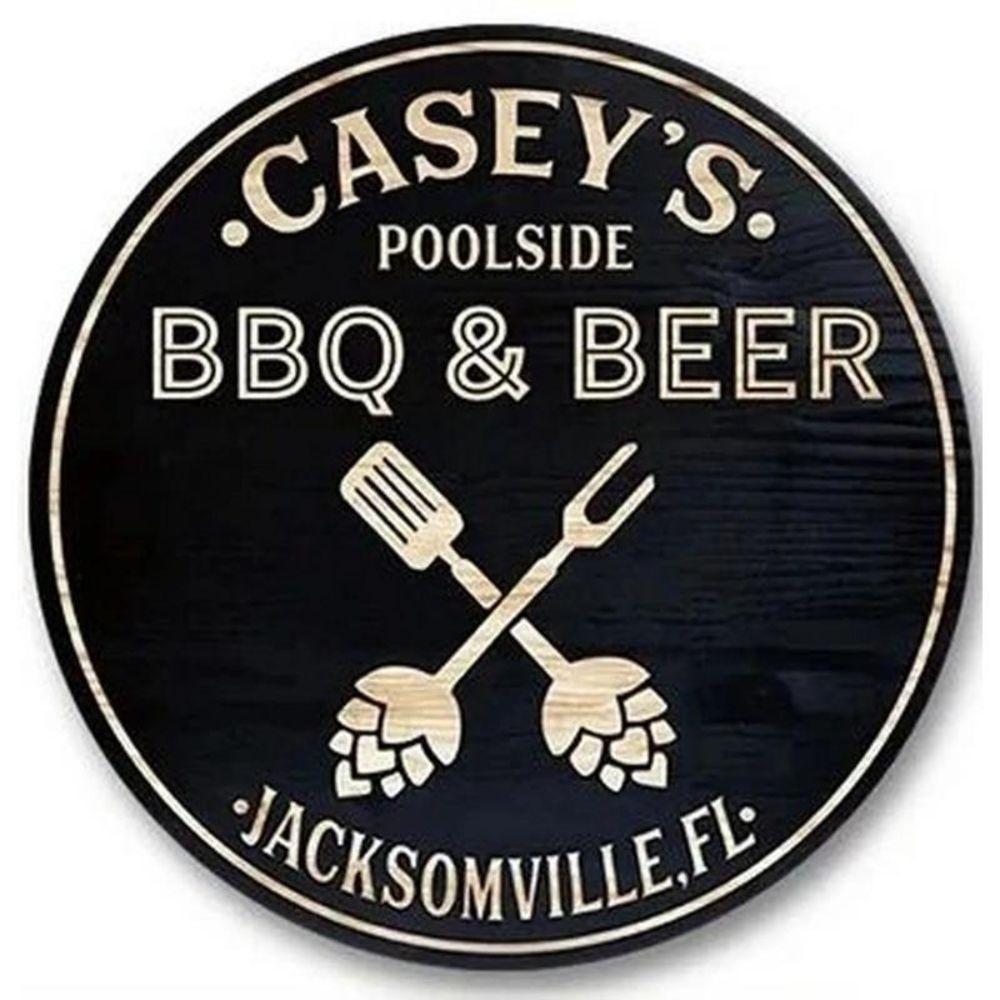 Metal Poster Round BBQ Beer Outdoor Wall Art Decor