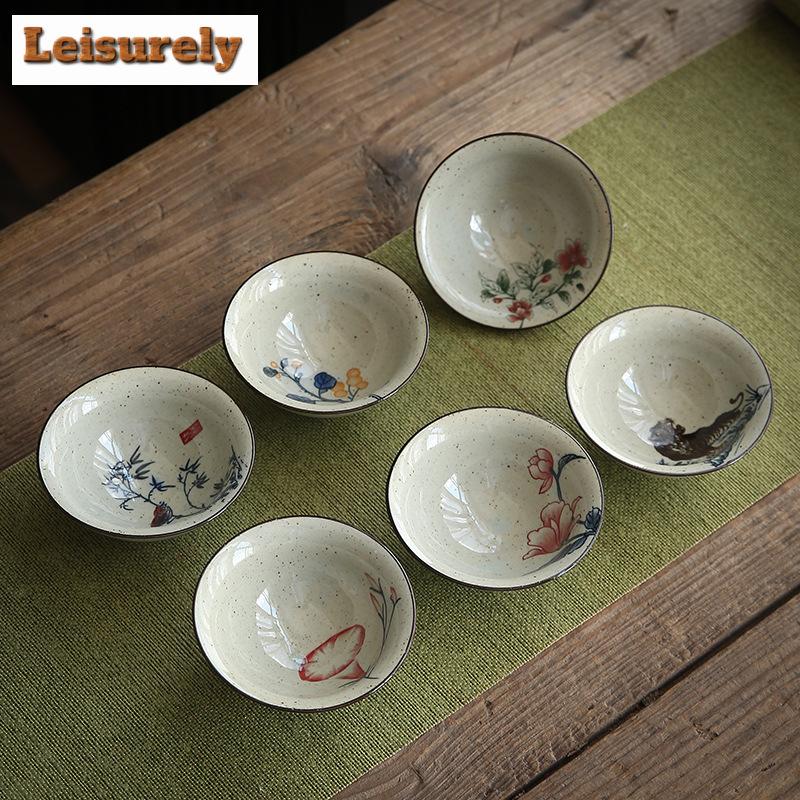 1 Stück Handgefertigte Konische Tasse Antike Pflanzenasche Porzellan Teetasse Reise Keramik Teeschale Anti-Verbrühungs Retro Meditationsbecher Teeset 70ml