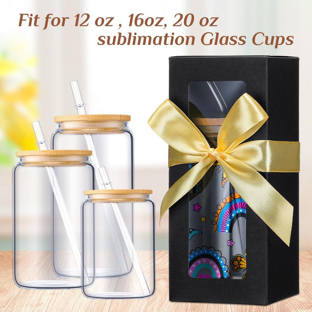 8pcs Elegant Gift Boxes with Ribbon Treat Boxes Gift Packing Box Exhibition Boxes Gift Box for Jars Sublimation Glass Can Blanks Tumbler Gift Box