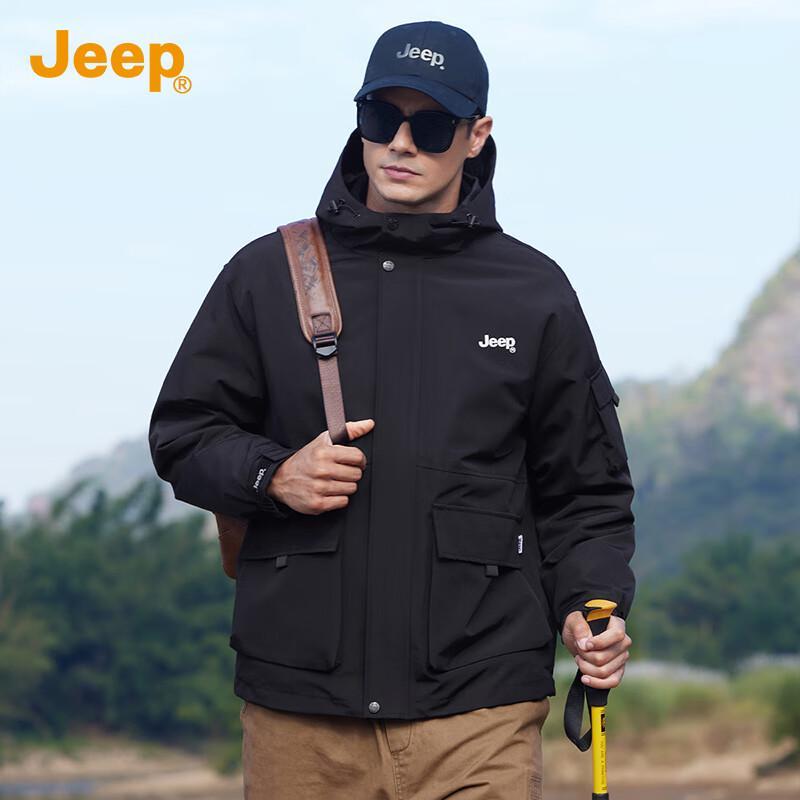JEEP Men's 3-in-1 Detachable Fleece Lined Outdoor Jacket