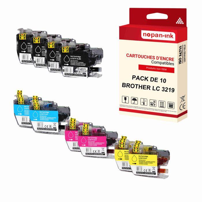 Cartouches compatibles - NOPAN-INK - LC 3219 XL - 10 pièces - Multi-couleurs - Imprimantes Brother