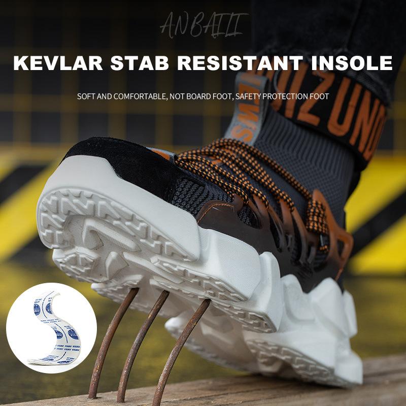 Anbaili Socks, Shoes, Labor Insurance Shoes, Smash-proof and Puncture-proof Wear, Lightweight and Breathable Fly-woven Safety Shoes, Men's Work Shoes