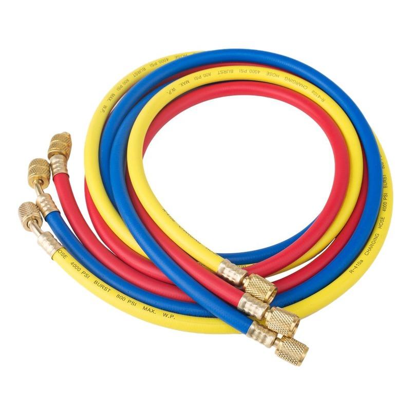 3Pcs 1.5M Refrigerant Hose 1/4 Sae 3000psi Refrigerant Charging Hose for R134a R404a R12 R22 Air Conditioning Refrigerant