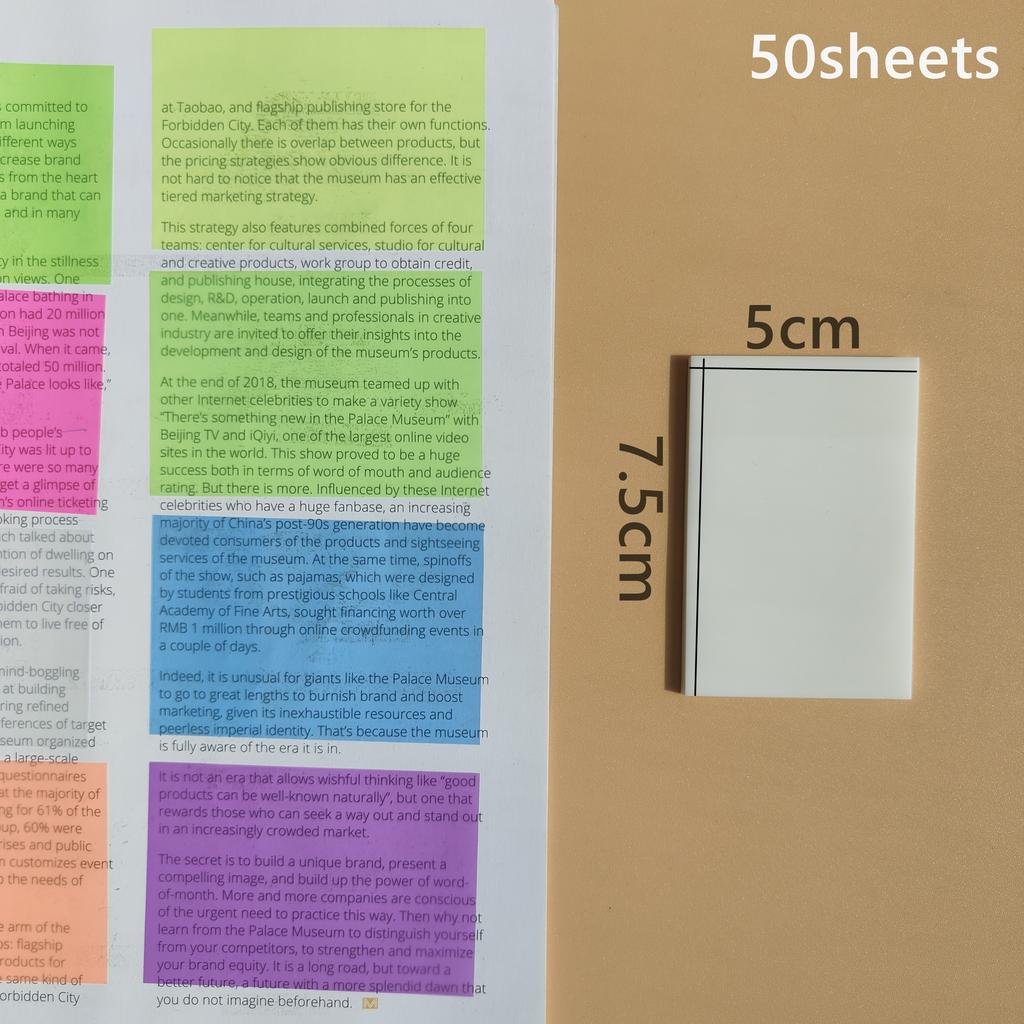 50 Sheets Stickers Transparent Sticky Notebook Pads Notepads Clear Bookmark Read Book Stationery School Supplie