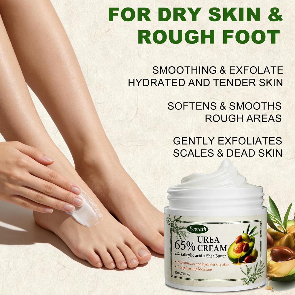 200G Urea krém 65%, Na popraskané ruce a nohy, S bambuckým máslem, Odstraňuje odumřelé kožní buňky a zjemňuje stratum corneum,