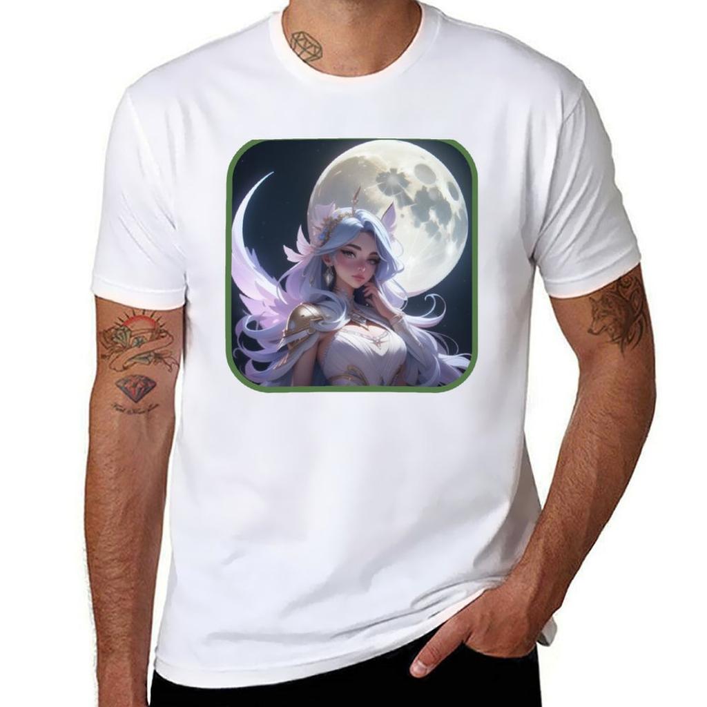 Ethereal Moon Goddess Anime Style Tshirt Lightweight Running Tshirt