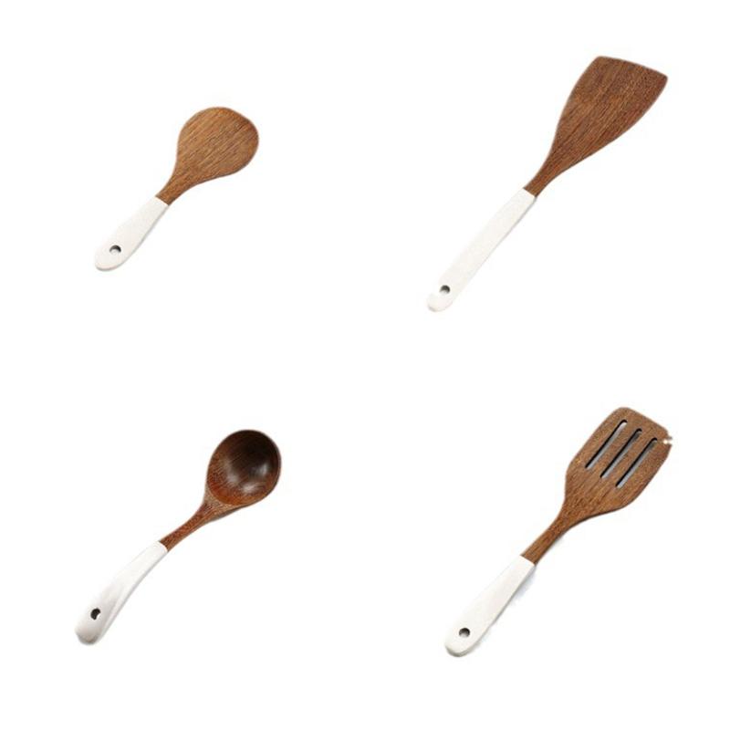5PCS Natural Wooden Kitchen Utensils Set  Spatula Spoon Cooking Utensils Dinner Food Wok Shovel Kitchen Accessories
