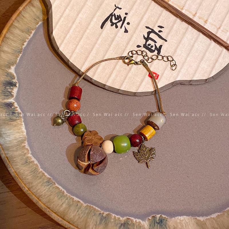 Mori retro plant fruit bracelet women's literary and ethnic style bracelet design sense new Chinese jewelry