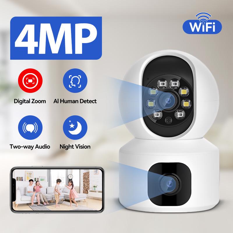 Dual-Lens 360° HD Night Vision Home Surveillance Camera with Mobile Phone Remote Access