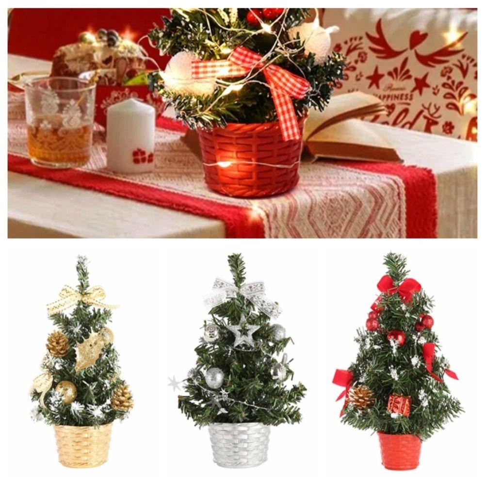 Red Mini Artificial Christmas Tree With LED Light Balls Artificial Pine Tree  Hotel Cafe Table