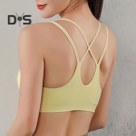 Women Sport Bra Multi Strap Hollow Out Back Push-up Vest Bra Quick-drying No Wire Seamless Gym Jogging Bra with Removable Padding