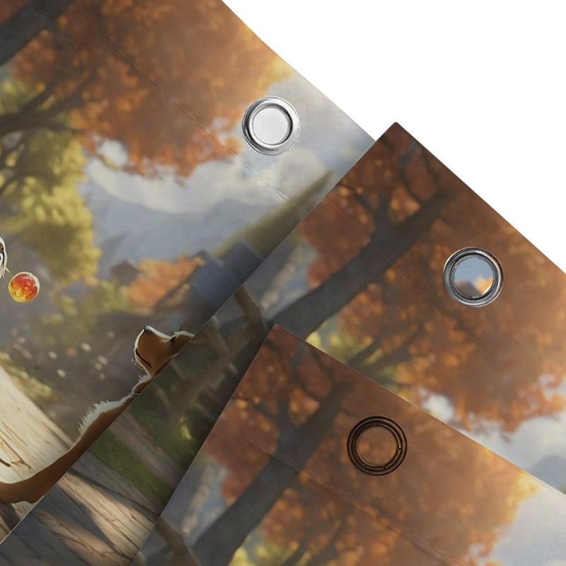 Cute Dogs In Autumn Shower Curtain | Cozy Bathroom Decor