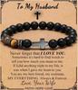 Kreuz Armband für Männer Sohn Bruder Taufe Kommunion Geburtstag Jahrestag Weihnachten Christlich Schwarze Tigerauge Perlen Schmuck