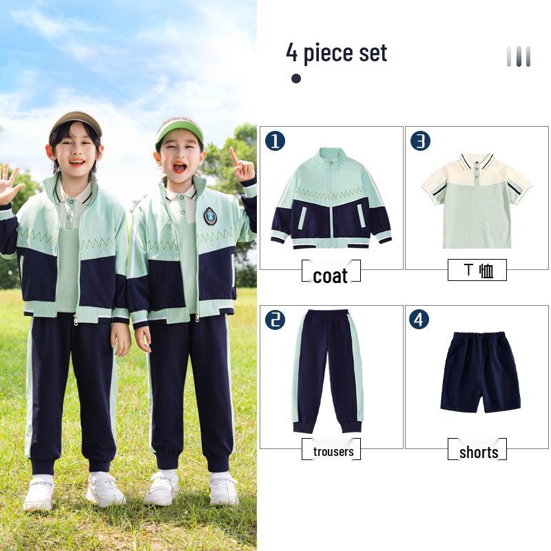 Set Uniforme Sportiva Autunnale per la Prima Elementare: Giacca a vento invernale e completo a tre pezzi per la scuola materna