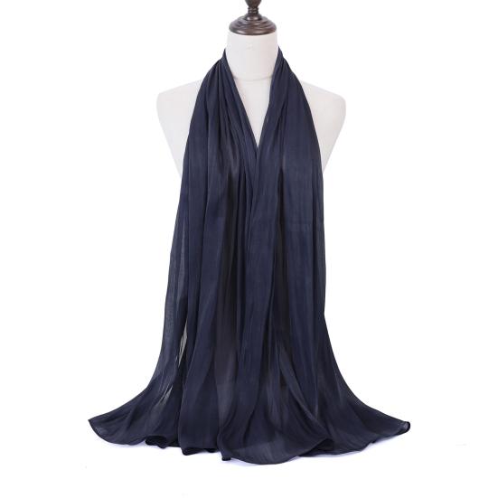 Women Turban Large Size Long Scarf Satin Crepe Fabric Breathable Soft Sheen Headscarf Vacation Photography Sun Protection Shawl