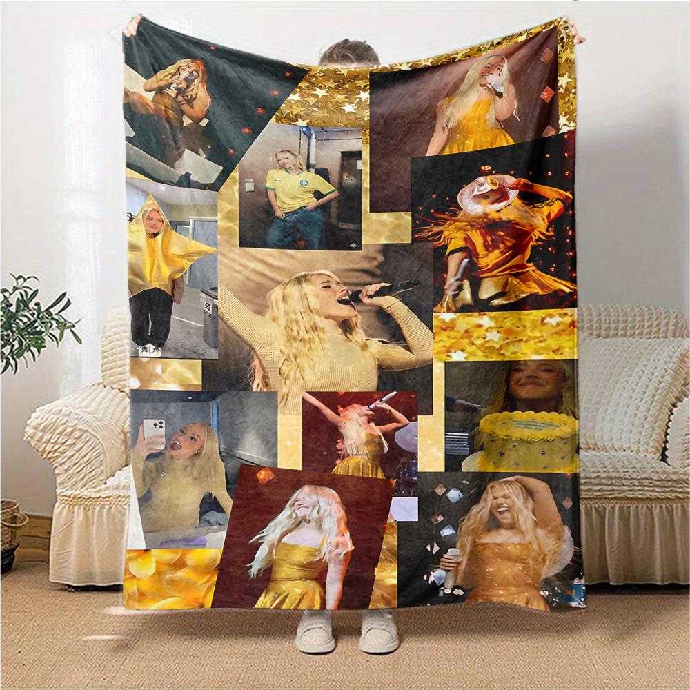 1Pc Golden Performance Journey Blanket Soft Throw Blanket For Home Bedroom Bed Sofa Travel Office Solid Christmas Blanket