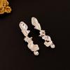 Elegant Metallic Lava Silver Needle Geometric Earrings & Necklace Set for Women